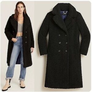 J. Crew Double-Breasted Black Teddy Coat